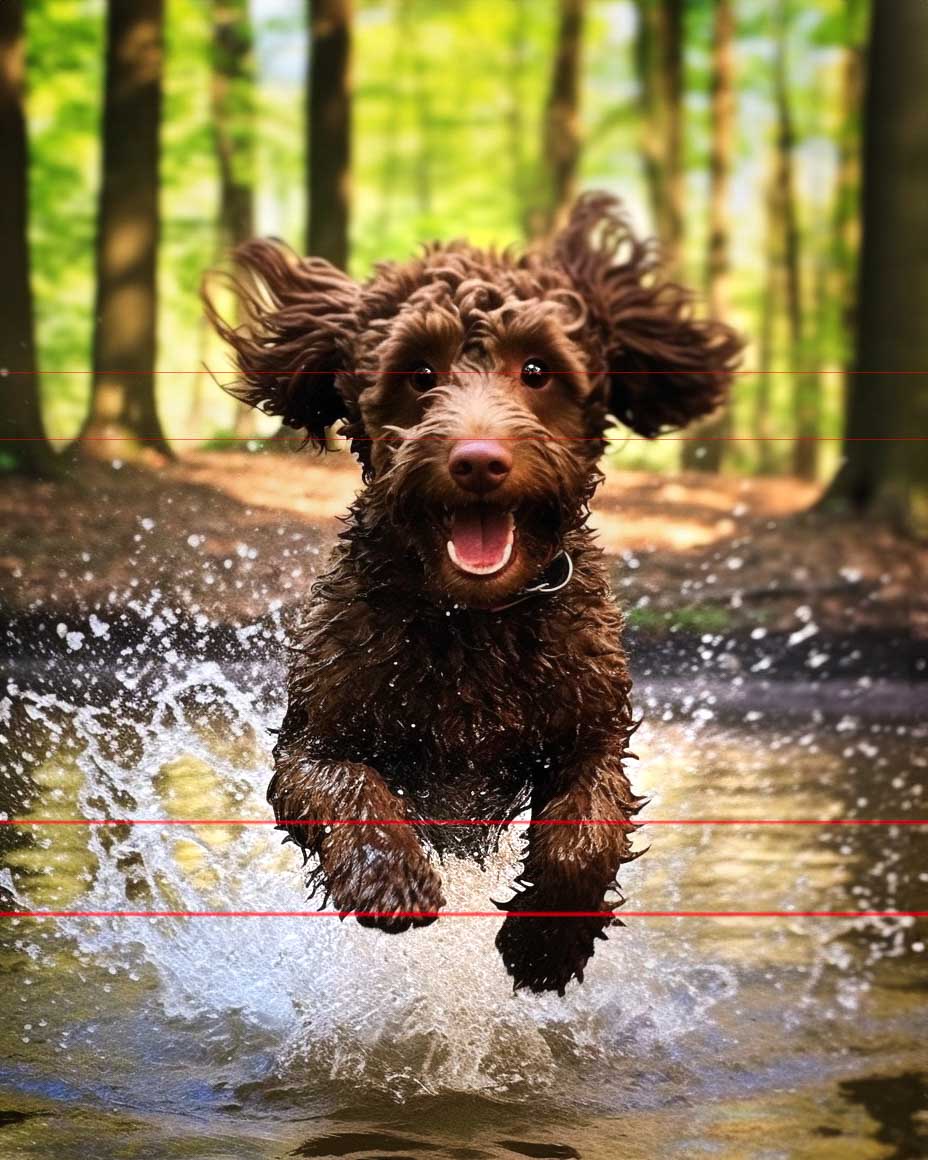 Brown Miniature Poodle Makes Big Splash